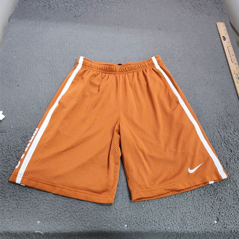 Nike Mens Mesh Basketball Shorts Burnt Orange White Stripe Small 11844